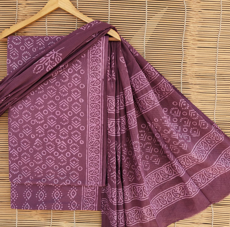 Pure Cotton Hand Block Printed Unstitched Suit set