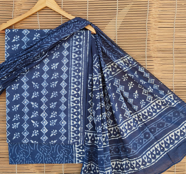 Pure Cotton Hand Block Printed Unstitched Suit set