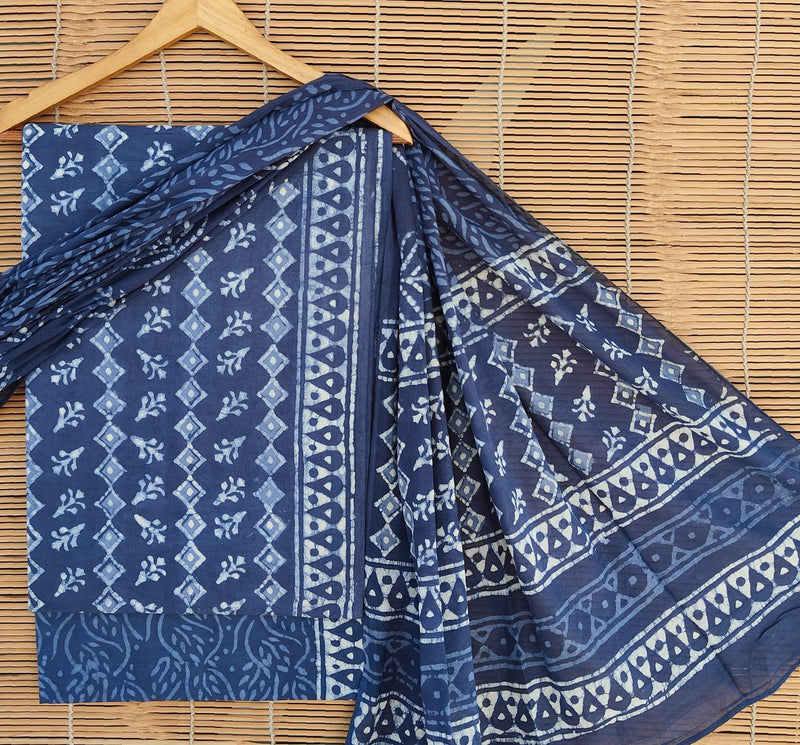 Pure Cotton Hand Block Printed Unstitched Suit set