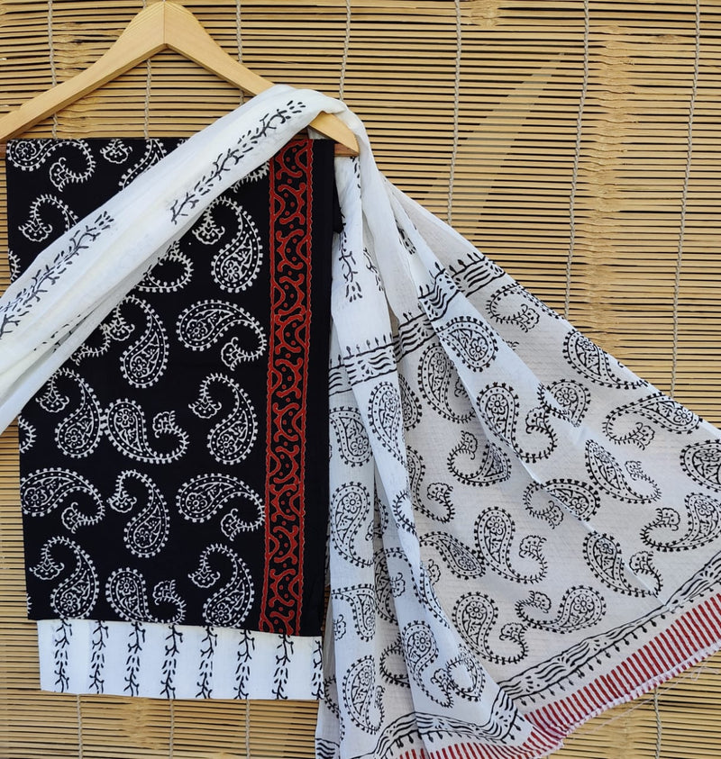 Pure Cotton Hand Block Printed Unstitched Suit set