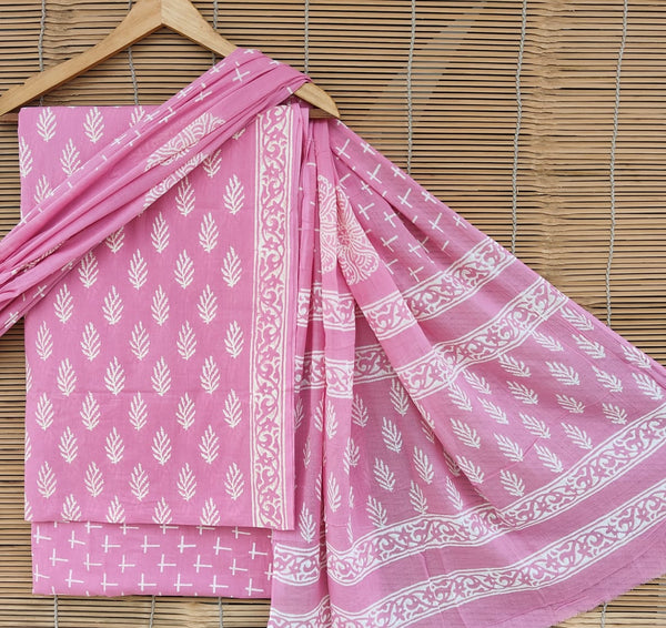 Pure Cotton Hand Block Printed Unstitched Suit set