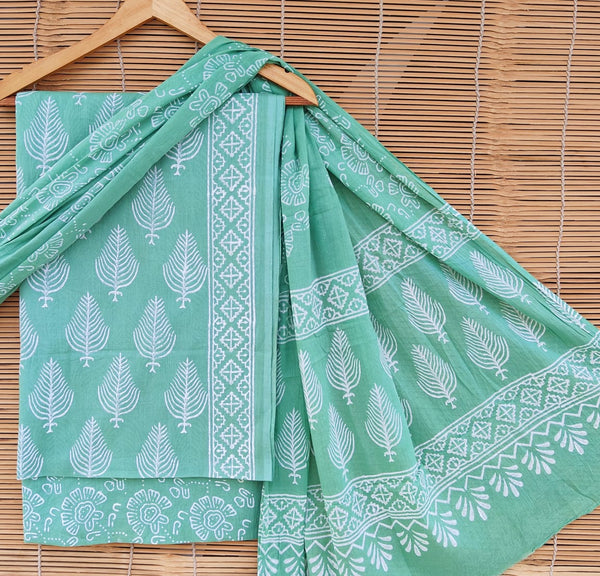 Pure Cotton Hand Block Printed Unstitched Suit set