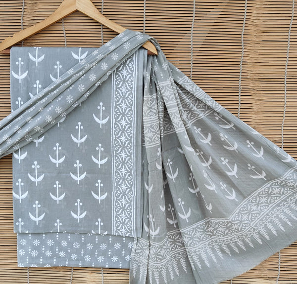 Pure Cotton Hand Block Printed Unstitched Suit set