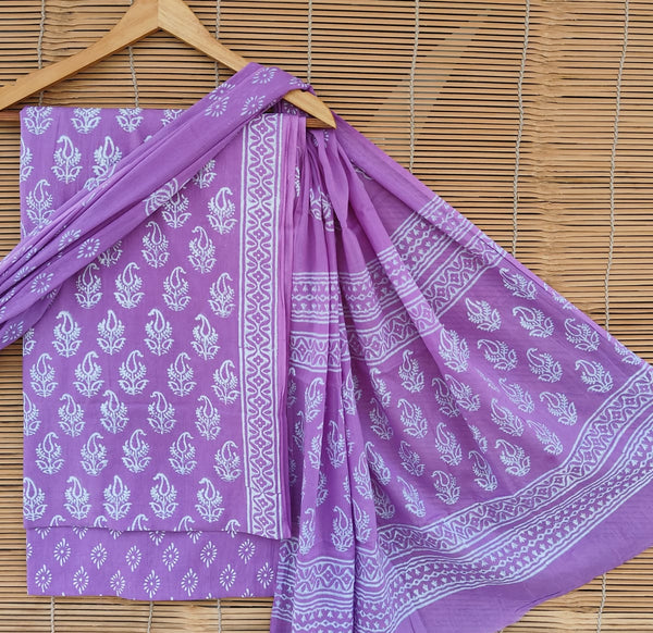 Pure Cotton Hand Block Printed Unstitched Suit set