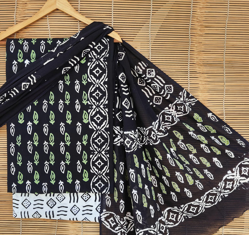 Pure Cotton Hand Block Printed Unstitched Suit set