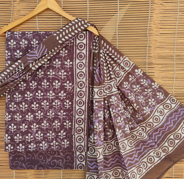 Pure Cotton Hand Block Printed Unstitched Suit set