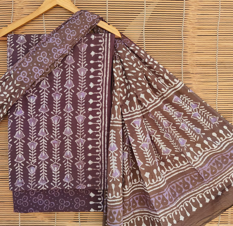 Pure Cotton Hand Block Printed Unstitched Suit set