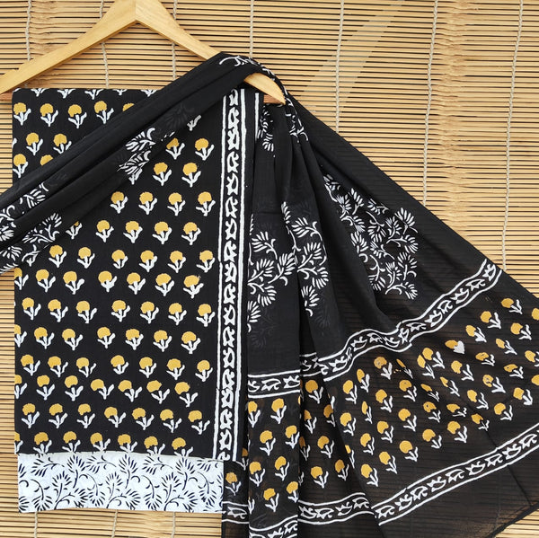 Pure Cotton Hand Block Printed Unstitched Suit set