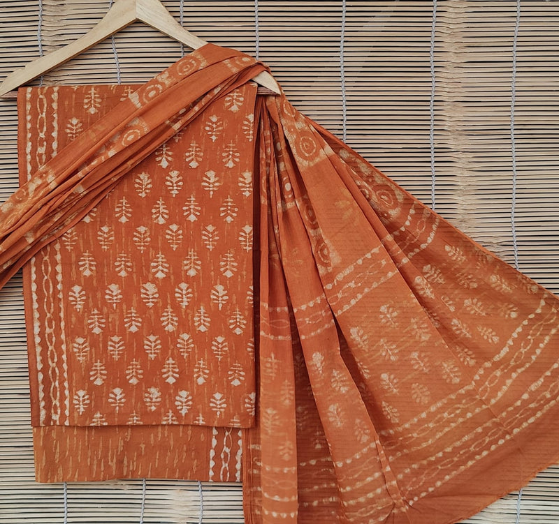 Pure Cotton Hand Block Printed Unstitched Suit set