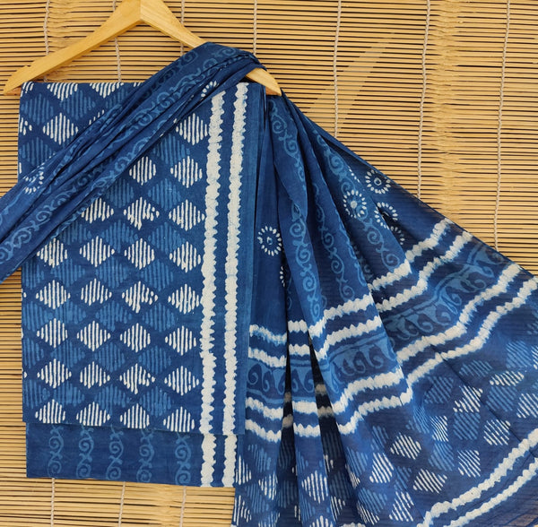 Pure Cotton Hand Block Printed Unstitched Suit set