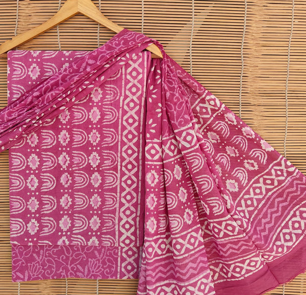 Pure Cotton Hand Block Printed Unstitched Suit set