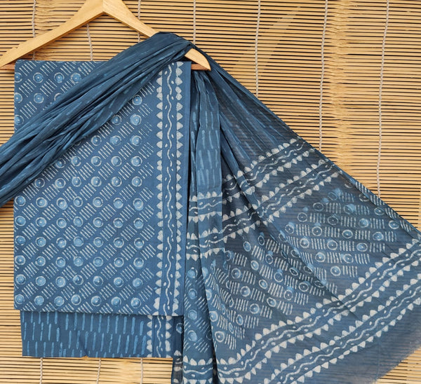 Pure Cotton Hand Block Printed Unstitched Suit set