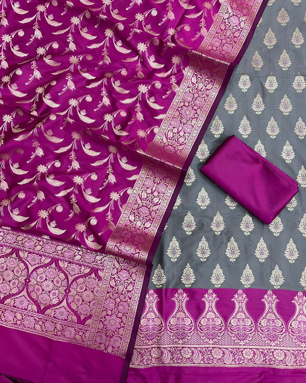 Exclusive Banarasi Silk 3pc Unstitched Suit