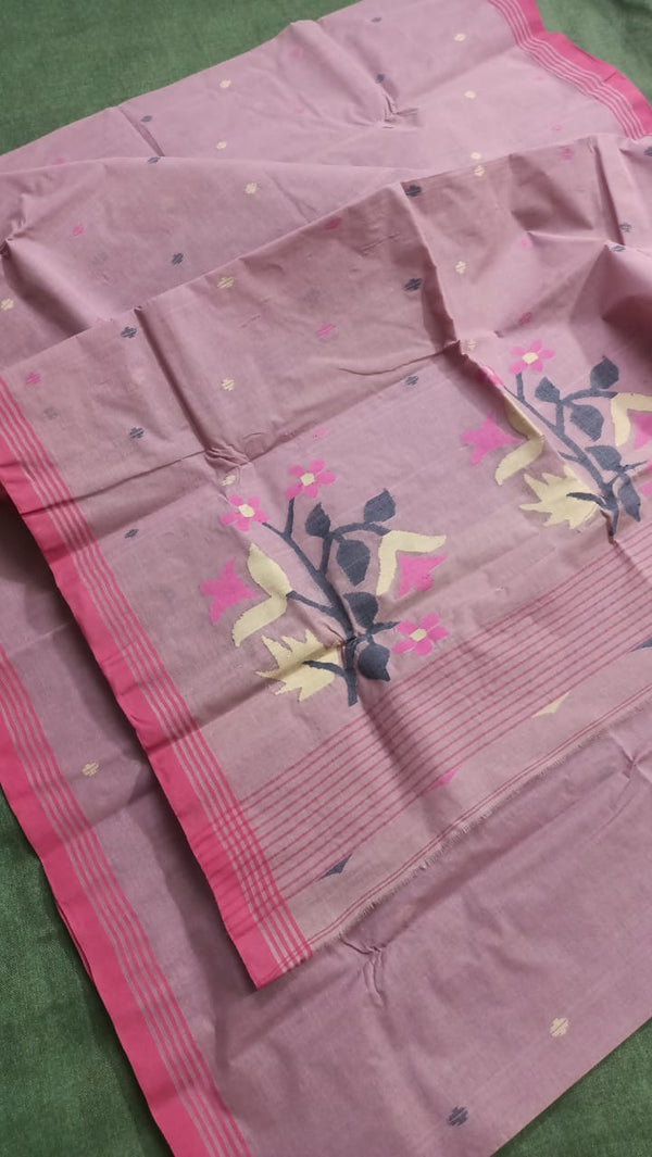 Pure Cotton 100 Count jamdani Saree Without Blouse . ( Length- 6.3 meter )