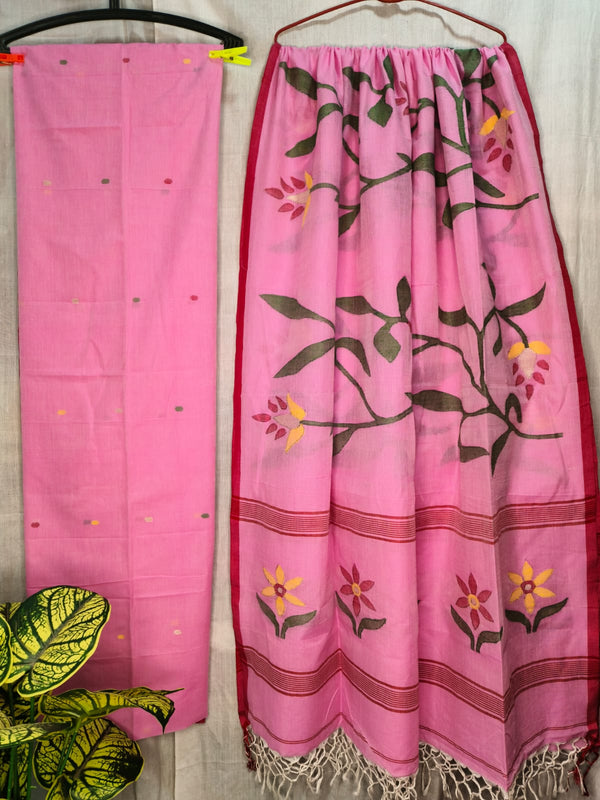 Pure Cotton Silk Jamdani 2pc Unstitched Suit .