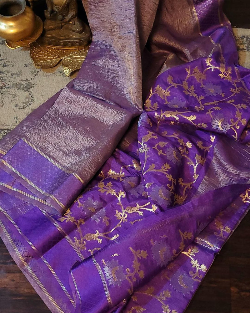 Banarasi Tissue Silk Saree With Blouse.