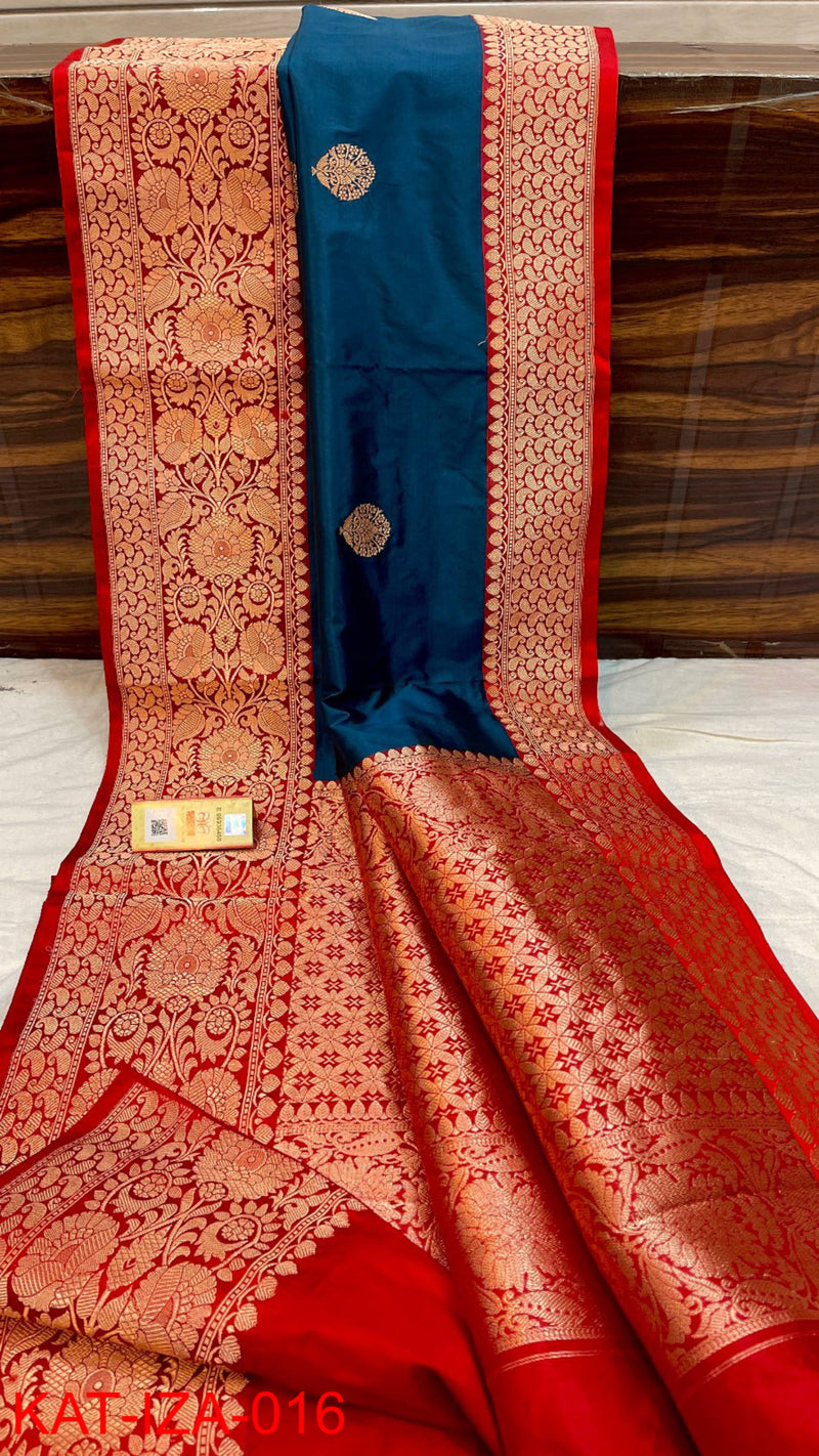 Pure Handloom Banarasi Katan Silk  Antique Zari Saree .Silk mark certified