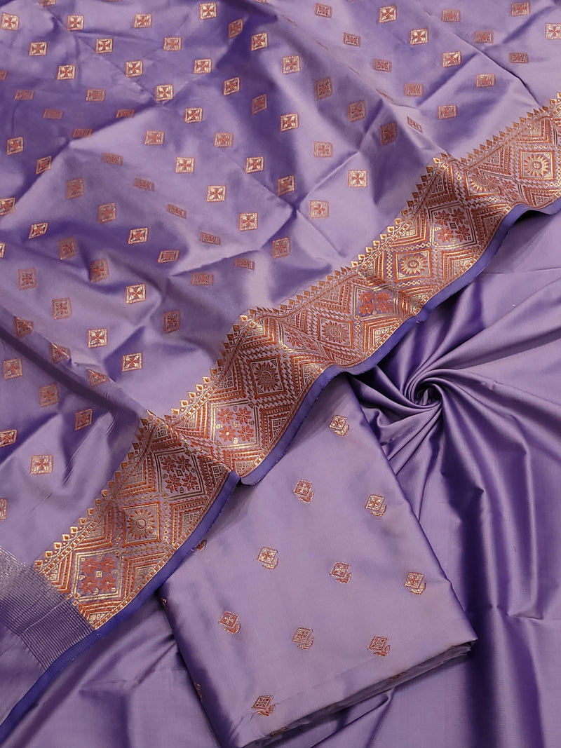 Pure Banarasi Double Alfi Weaved Silk Unstitched Suit With Banarasi Silk Dupatta .