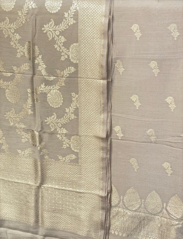 Pure Banarasi Munga Silk Weaved Unstitched Suit With Munga Silk Weaved Dupatta.