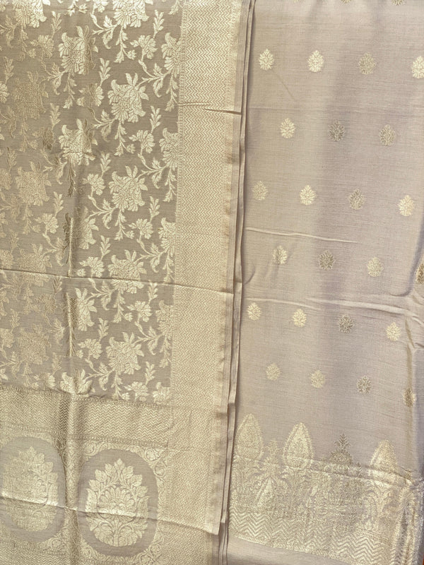 Pure Banarasi Munga Silk Weaved Unstitched Suit With Munga Silk Weaved Dupatta.