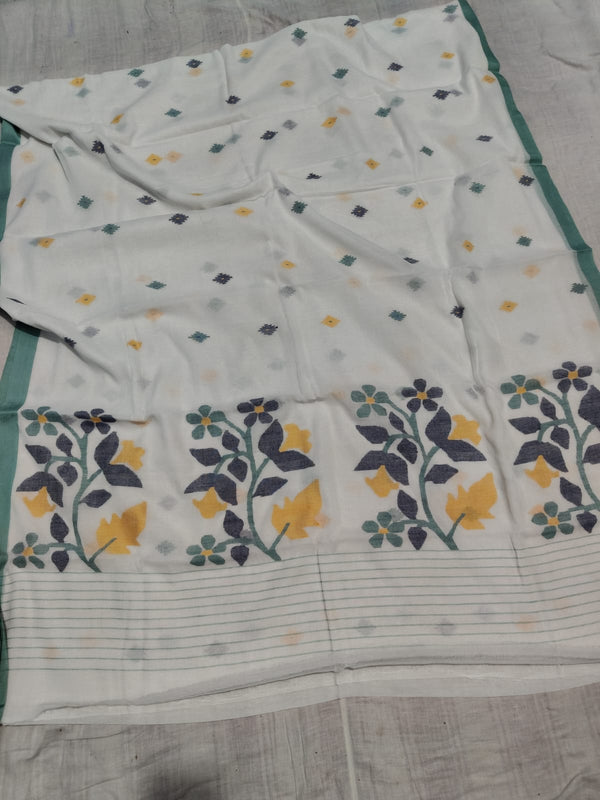 Pure Cotton 100 Count jamdani Saree Without Blouse . ( Length- 6.3 meter)