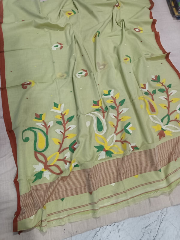 Pure Cotton 100 Count jamdani Saree Without Blouse . ( Length- 6.3 meter )