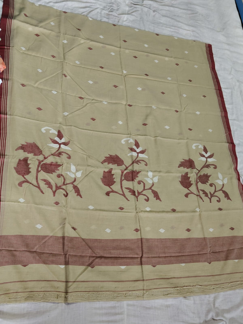 Pure Cotton 100 Count jamdani Saree Without Blouse . ( Length- 6.3 meter