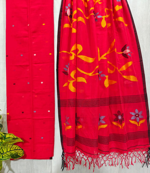 Pure Cotton Silk Jamdani 2pc Unstitched Suit .