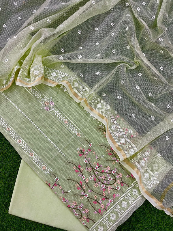 Banarasi Kota Doriya Silk Embroidery Unstitched Suit .