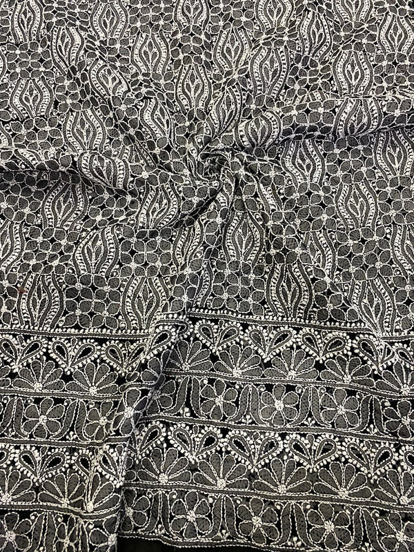 Pure Georgette Chikankari Hand Work Unstitched Suit.