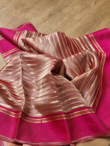 Pure Tissue Silk Stripes Saree With Katan silk Border.