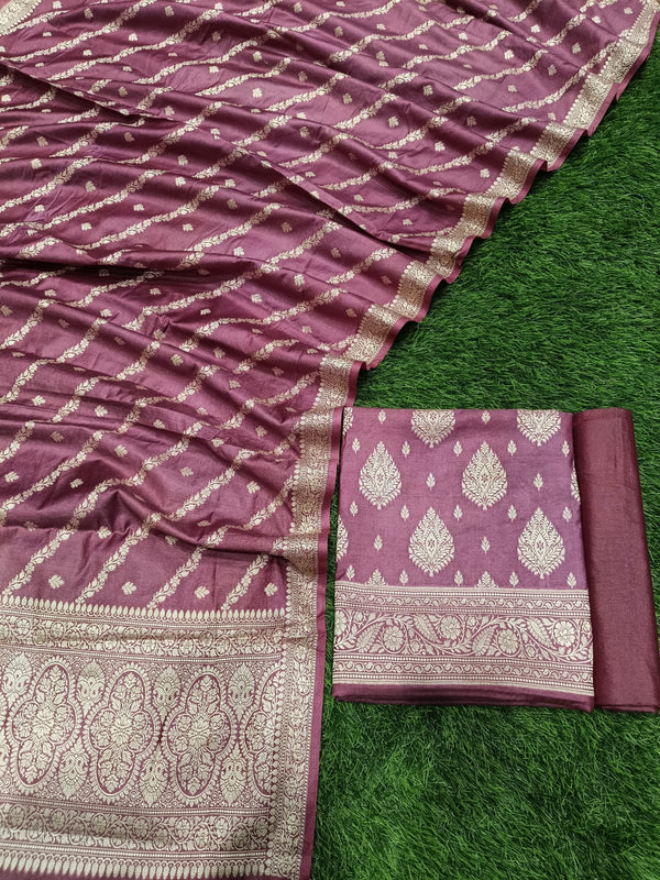 Banarasi Cotton Resham Silk Zari Work Unstitched suit.