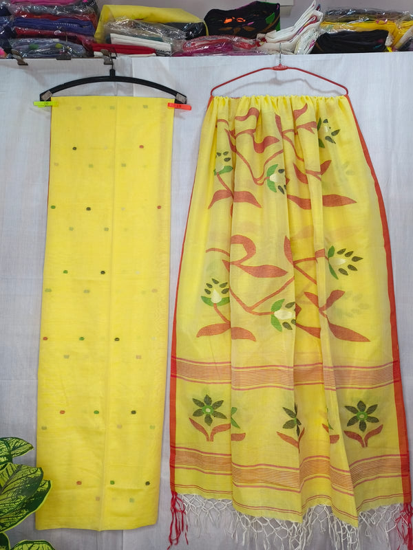 Pure Cotton Silk Jamdani 2pc Unstitched Suit .