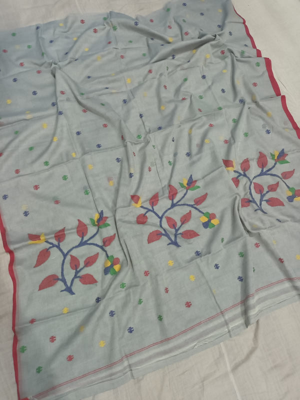 Pure Cotton 100 Count jamdani Saree Without Blouse . ( Length- 6.3 meter )