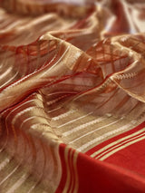 Pure Tissue Silk Stripes Saree With Katan silk Border.