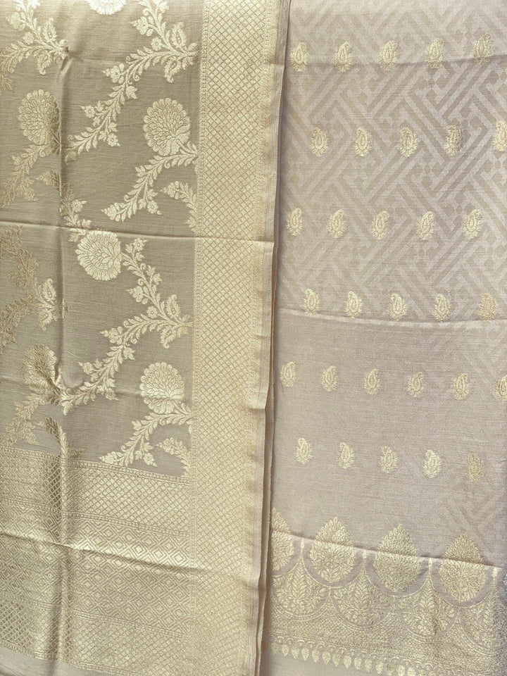 Pure Banarasi Munga Silk Weaved Unstitched Suit With Munga Silk Weaved Dupatta.