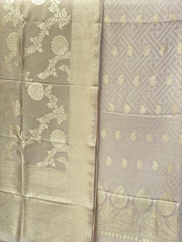 Pure Banarasi Munga Silk Weaved Unstitched Suit With Munga Silk Weaved Dupatta.