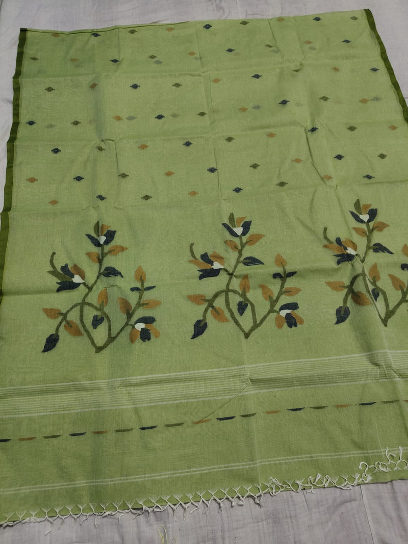 Pure Cotton 100 Count jamdani Saree Without Blouse . ( Length- 6.3 meter)