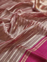 Pure Tissue Silk Stripes Saree With Katan silk Border.