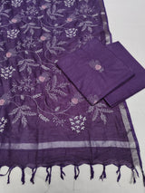 Pure Cotton jute bhagalpuri Embroidered work Unstitched Suit.