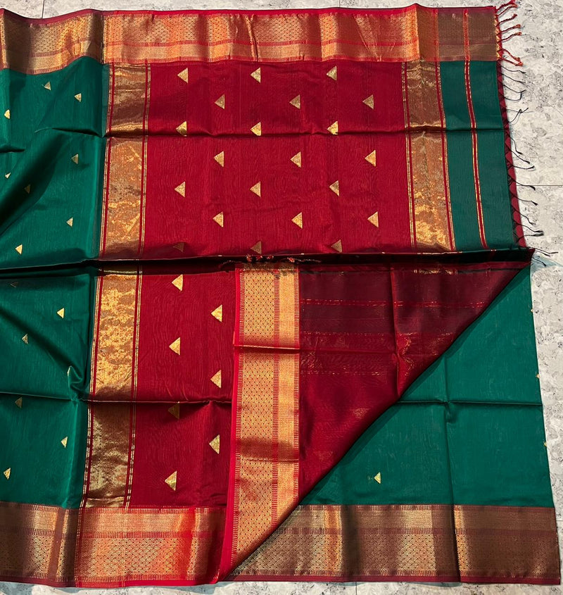 Handloom Maheshwari Silk Saree With Blouse.