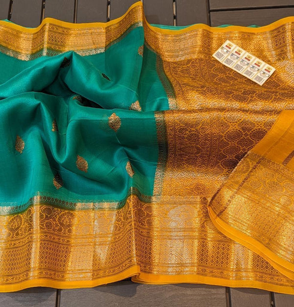 Pure Banarasi Kora Organza Zari Work Saree With Silk Mark Certificate ( Length- 6.3 Meter )