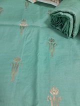 Pure Banarasi Cotton Chanderi Silk Zari Work Unstitched Suit With Digital Print Dupatta.