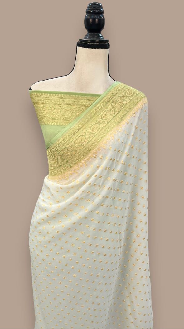 Pure Banarasi Handloom Khaddi Georgette Silk Saree .