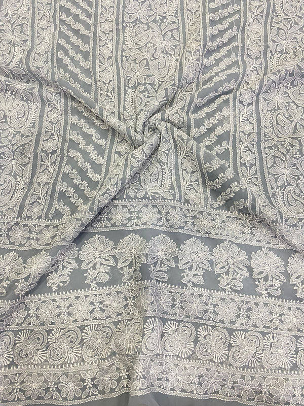 Pure Georgette Chikankari Hand Work Unstitched Suit.