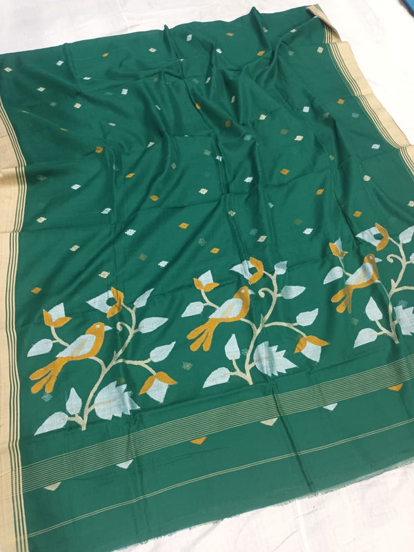 Pure Cotton 100 Count jamdani Saree Without Blouse . ( Length- 6.3 meter )