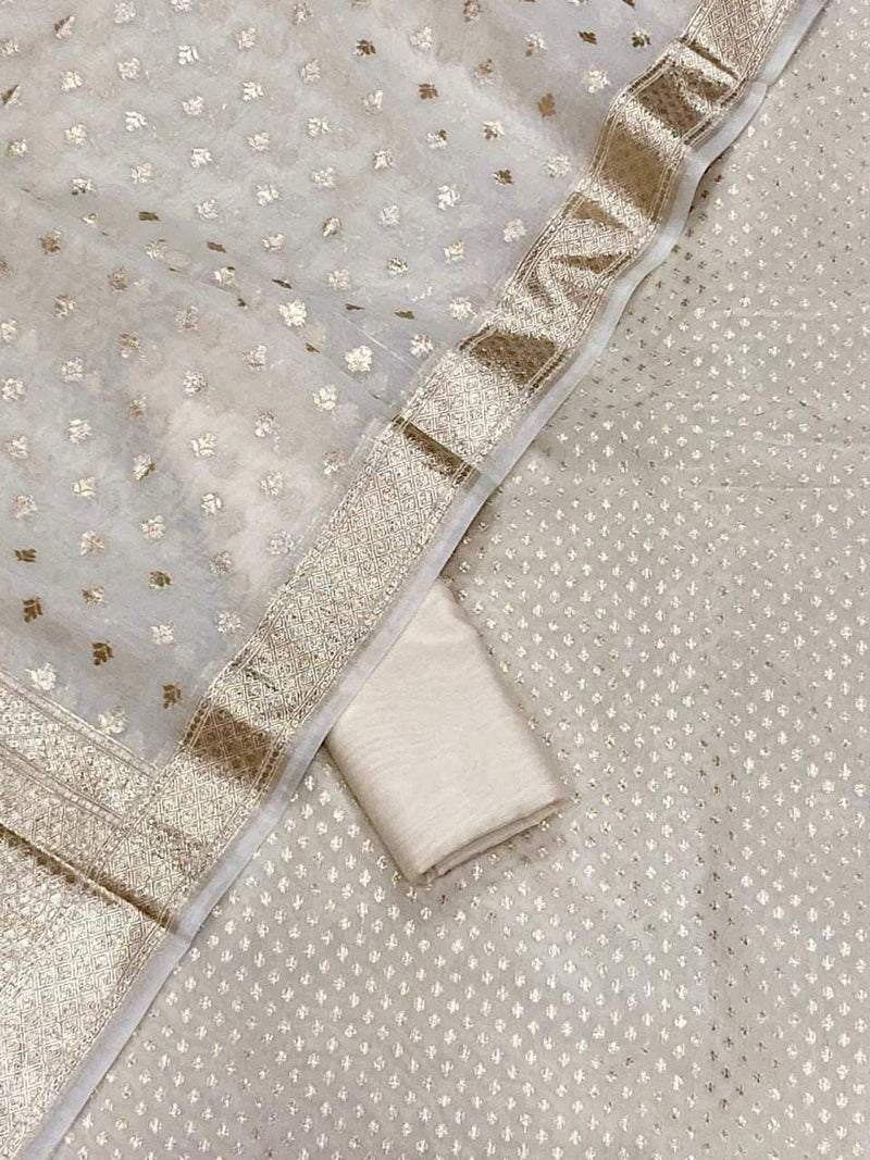 Pure Banarasi Mercerised Cotton Lorex Weaving Unstitched Suit .