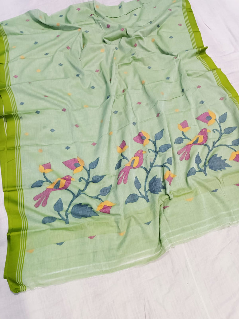 Pure Cotton 100 Count jamdani Saree Without Blouse . ( Length- 6.3 meter )