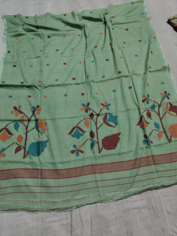 Pure Cotton 100 Count jamdani Saree Without Blouse . ( Length- 6.3 meter)