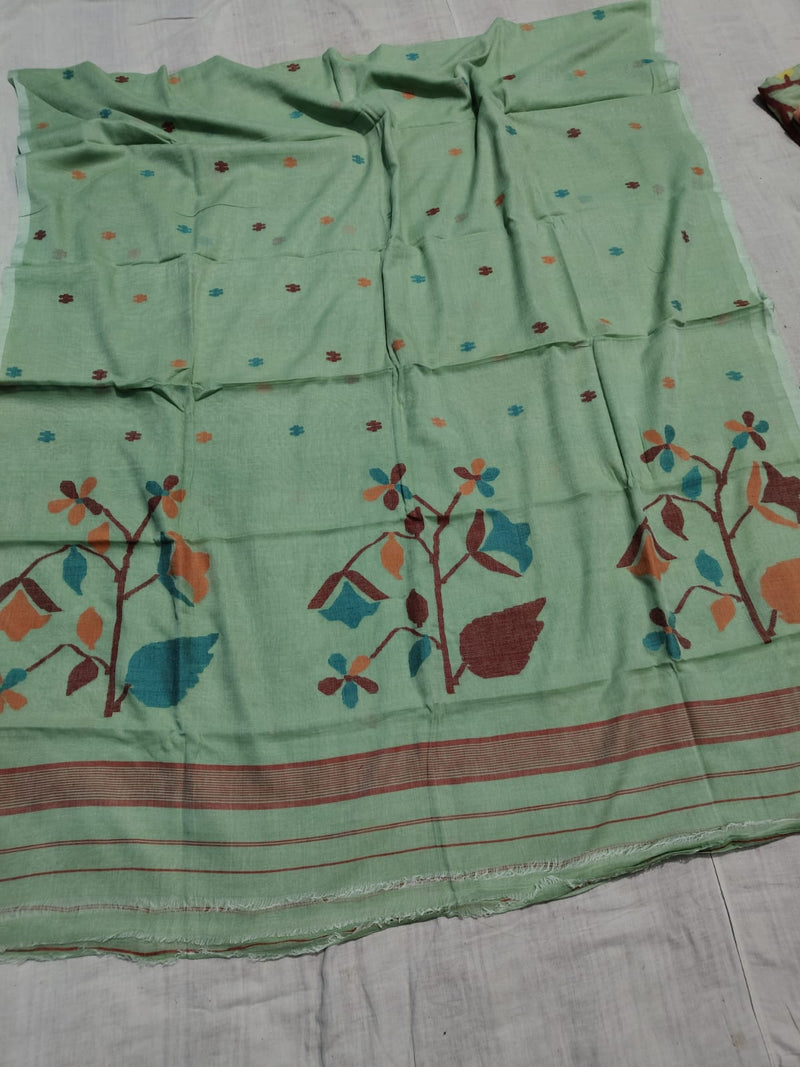 Pure Cotton 100 Count jamdani Saree Without Blouse . ( Length- 6.3 meter)